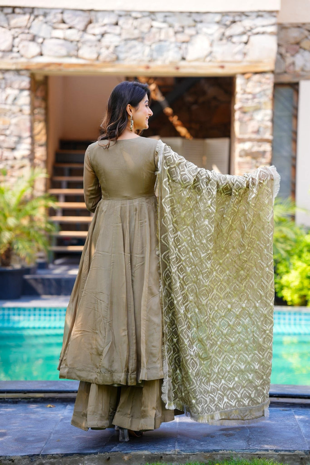 Rustic Rajwada Olive Kurta Set