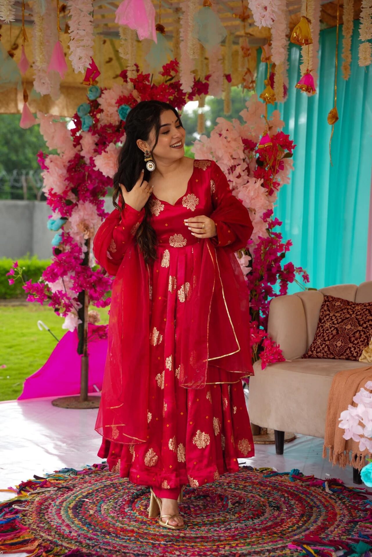 Midnight maroon silk suit set