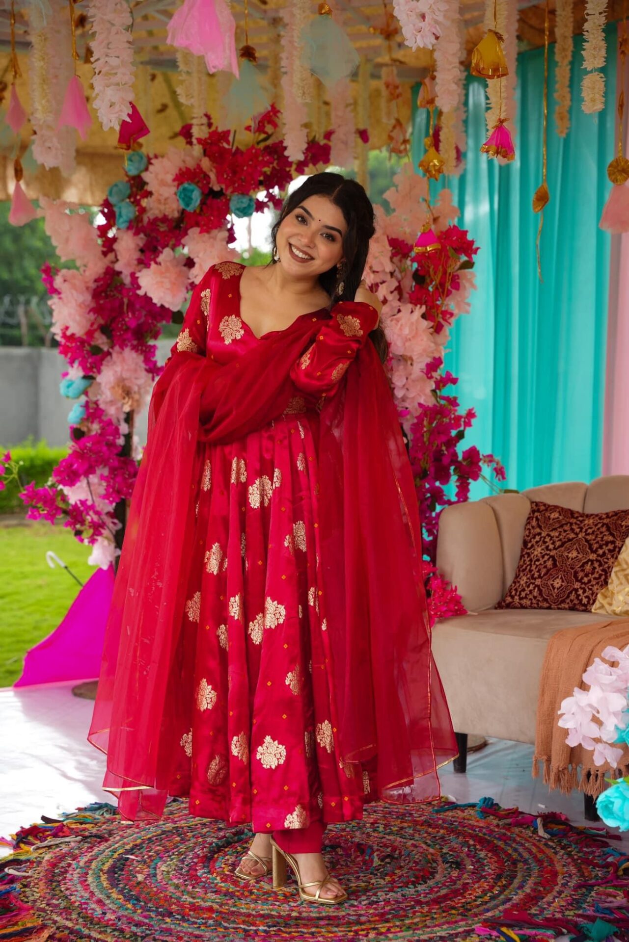 Midnight maroon silk suit set