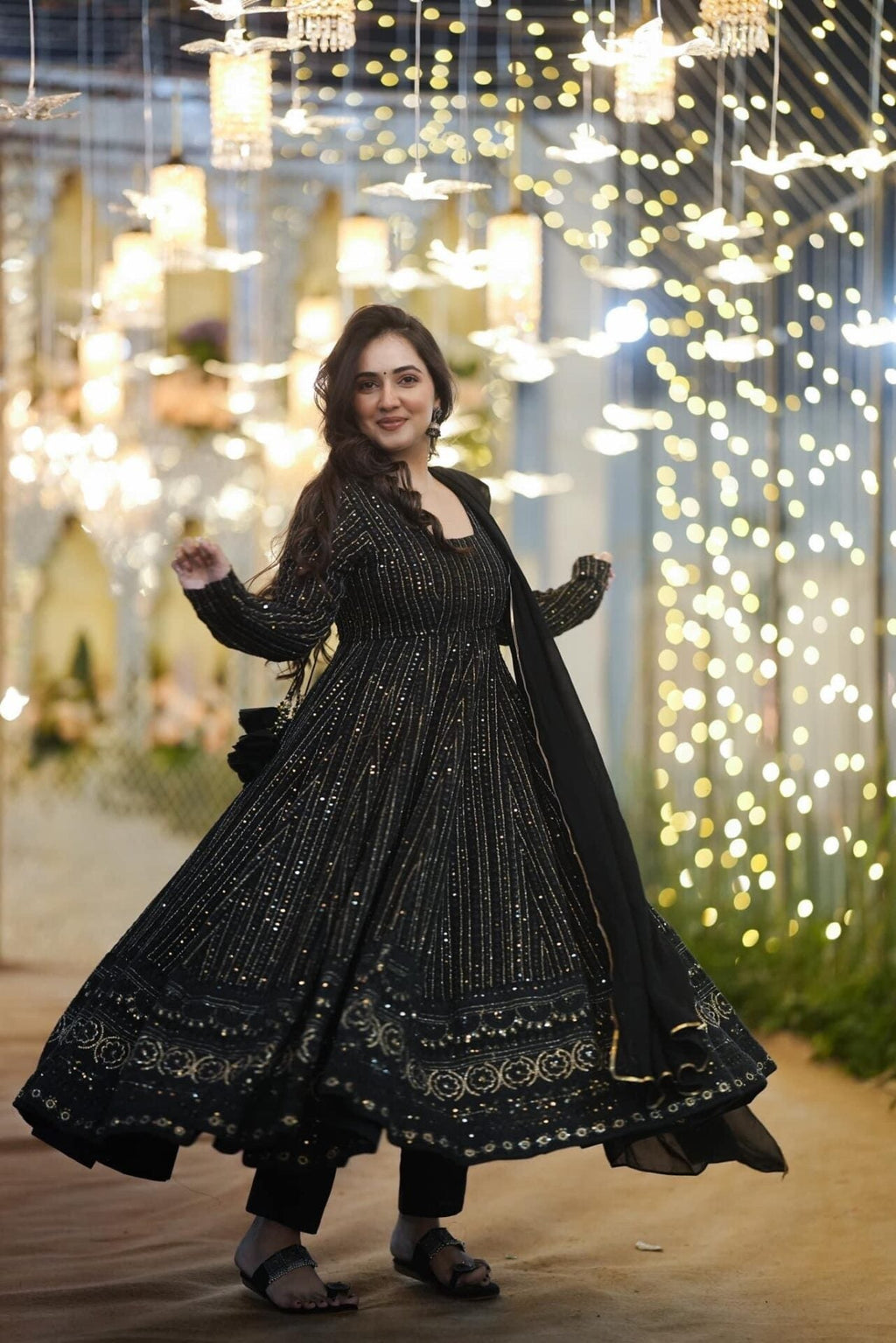 Night star black EMBROIDERED GEORGETTE SUIT SET
