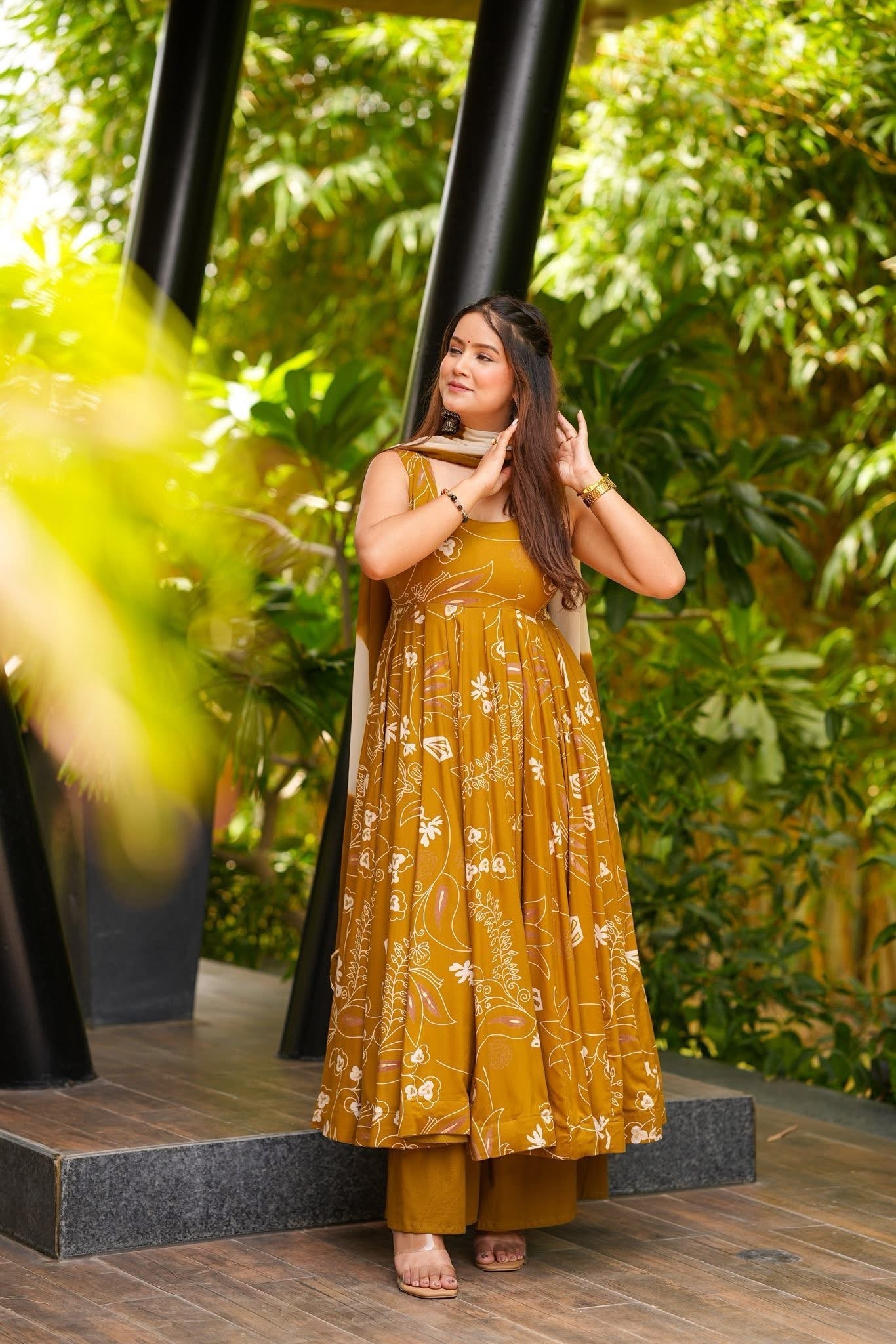 Hazel Mustard Rayon Suit Set