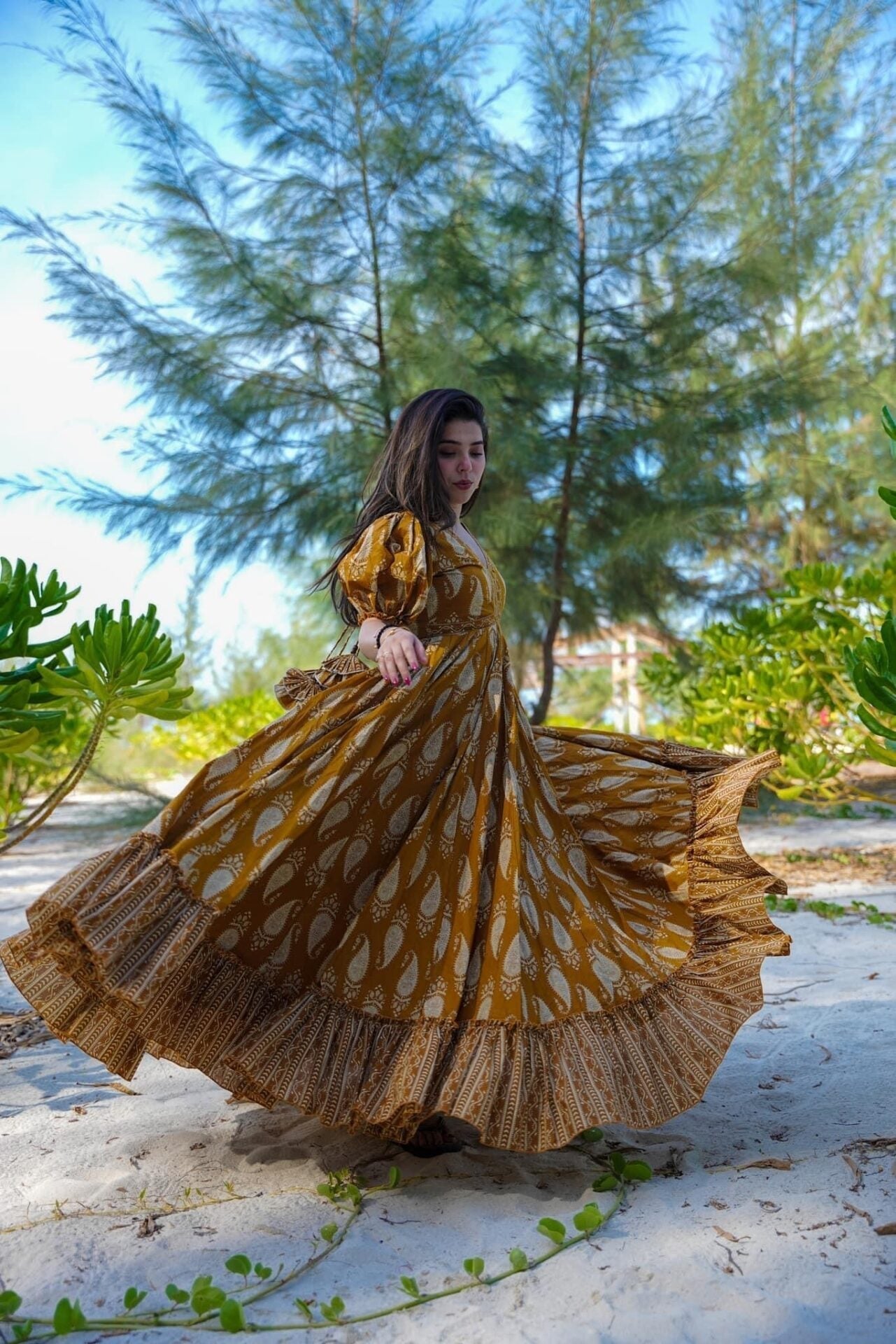 Sail yellow cotton maxi