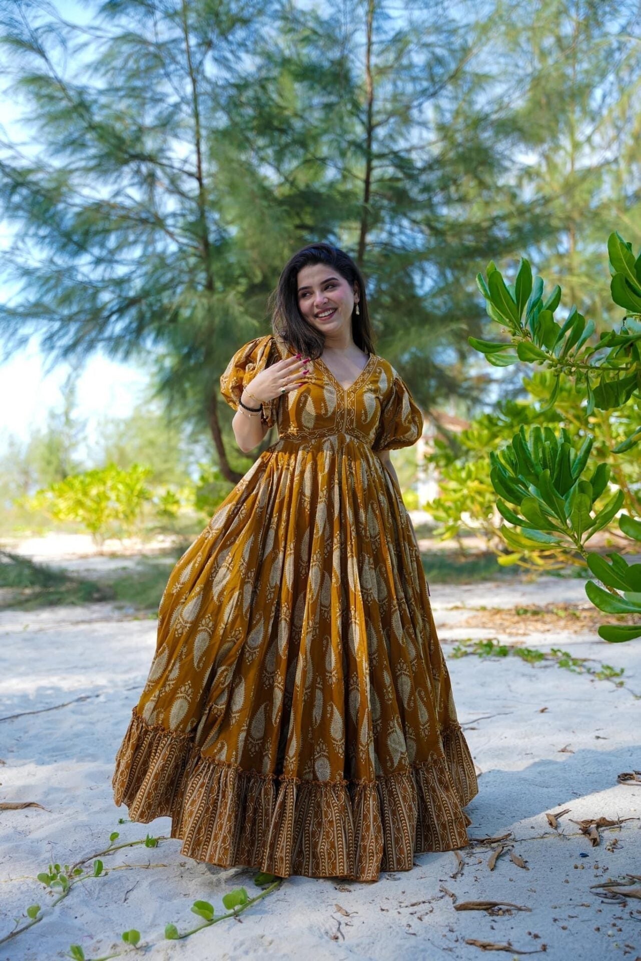 Sail yellow cotton maxi