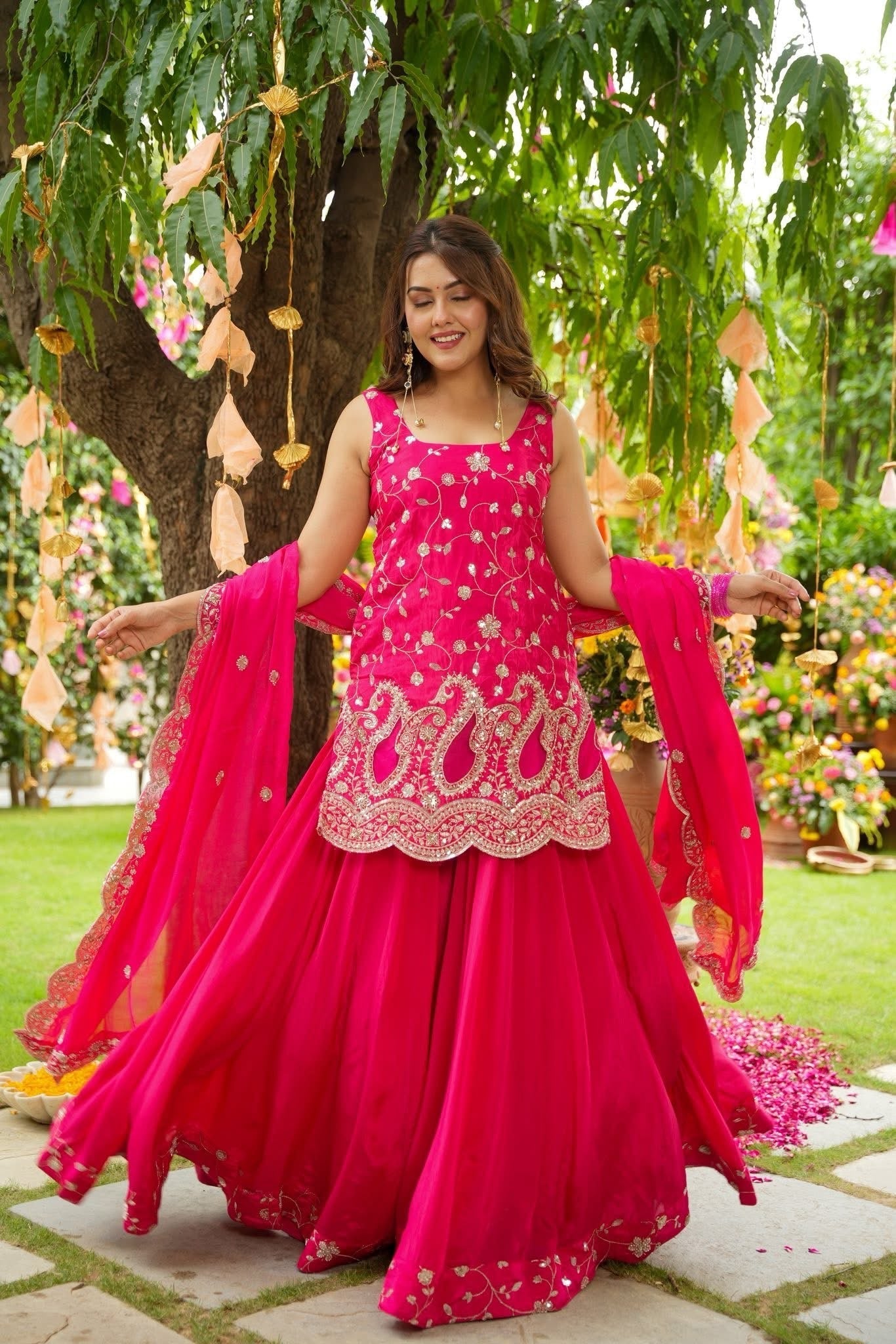 Sora Pink Sharara Set
