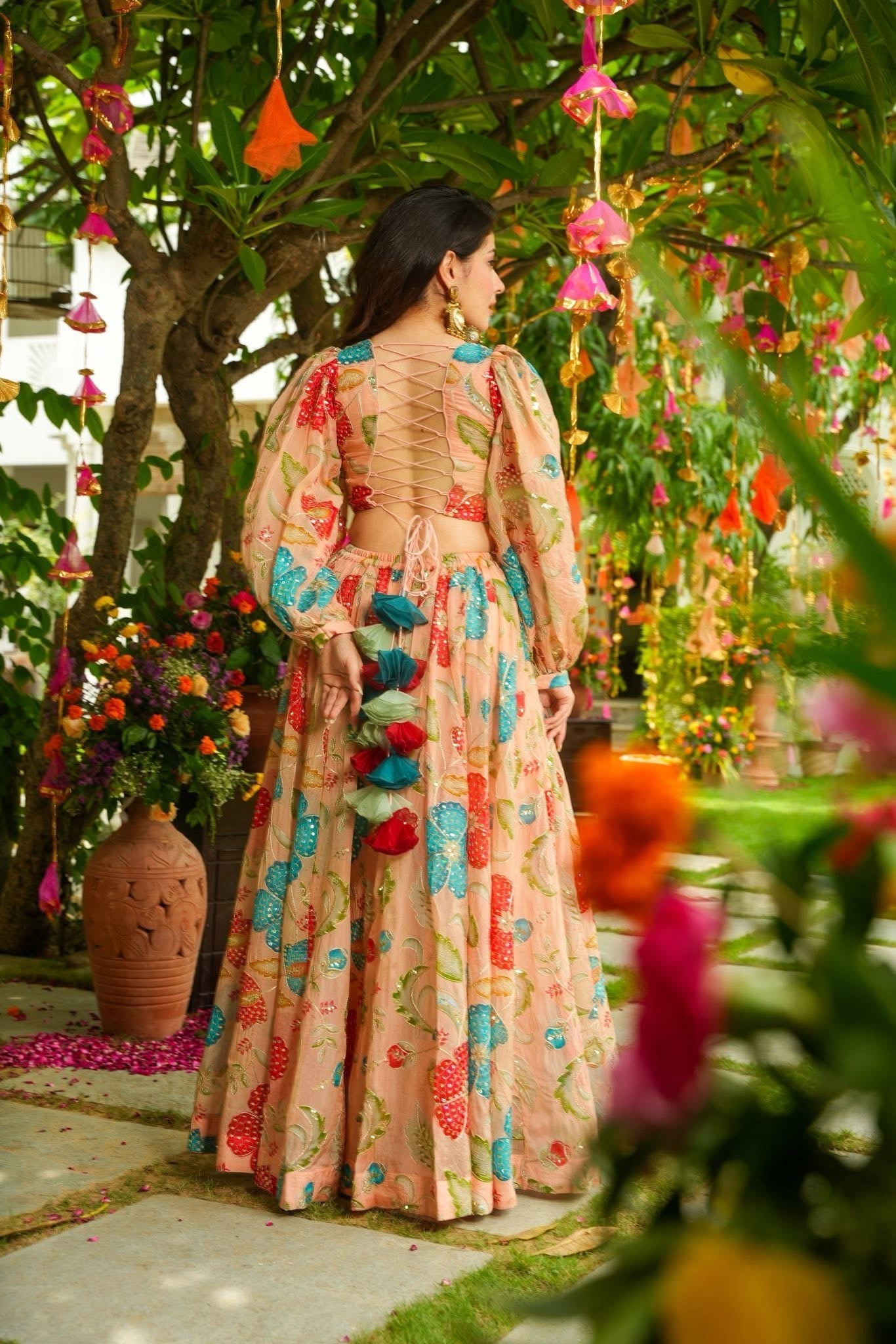 Liora Floral Organza Palazzo Set