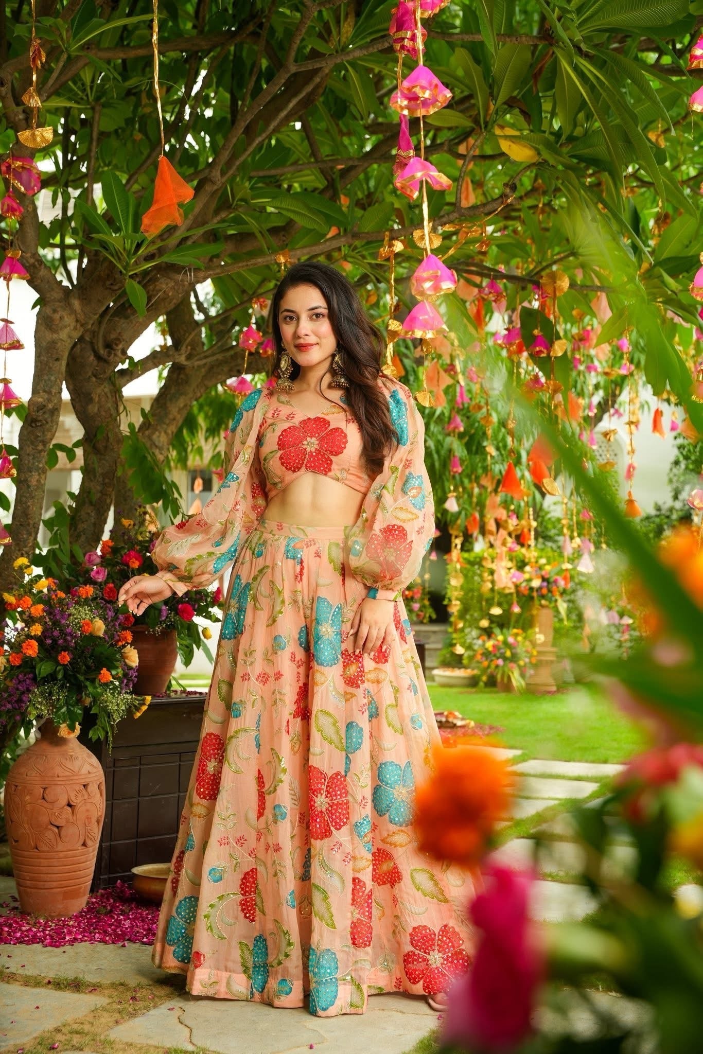 Liora Floral Organza Palazzo Set