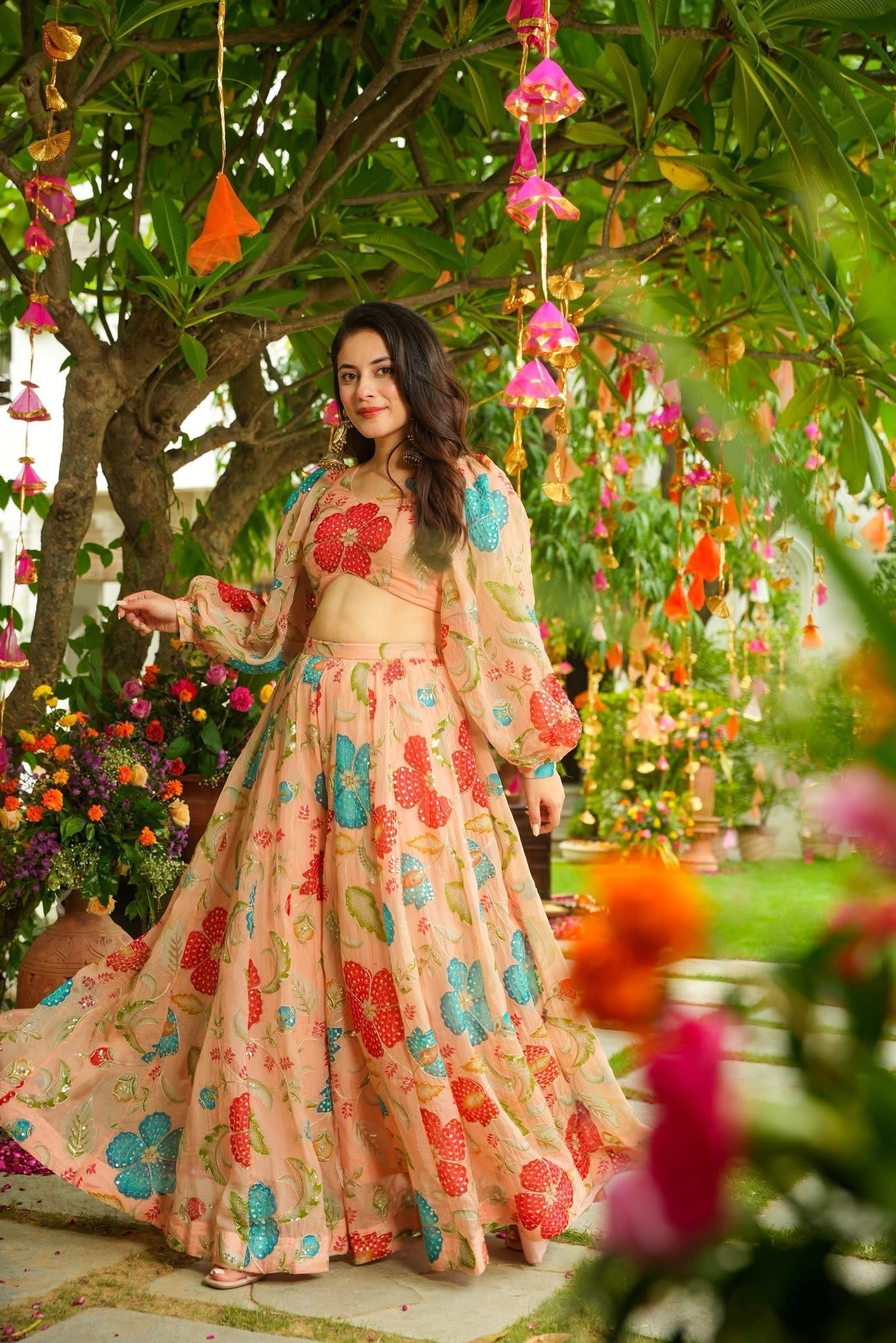 Liora Floral Organza Palazzo Set