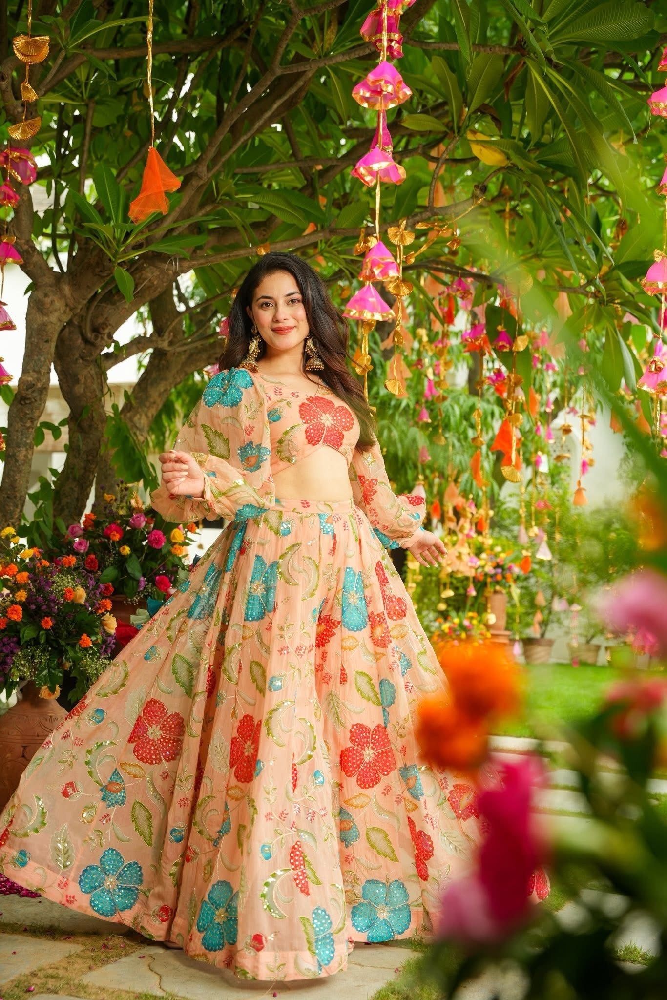 Liora Floral Organza Palazzo Set