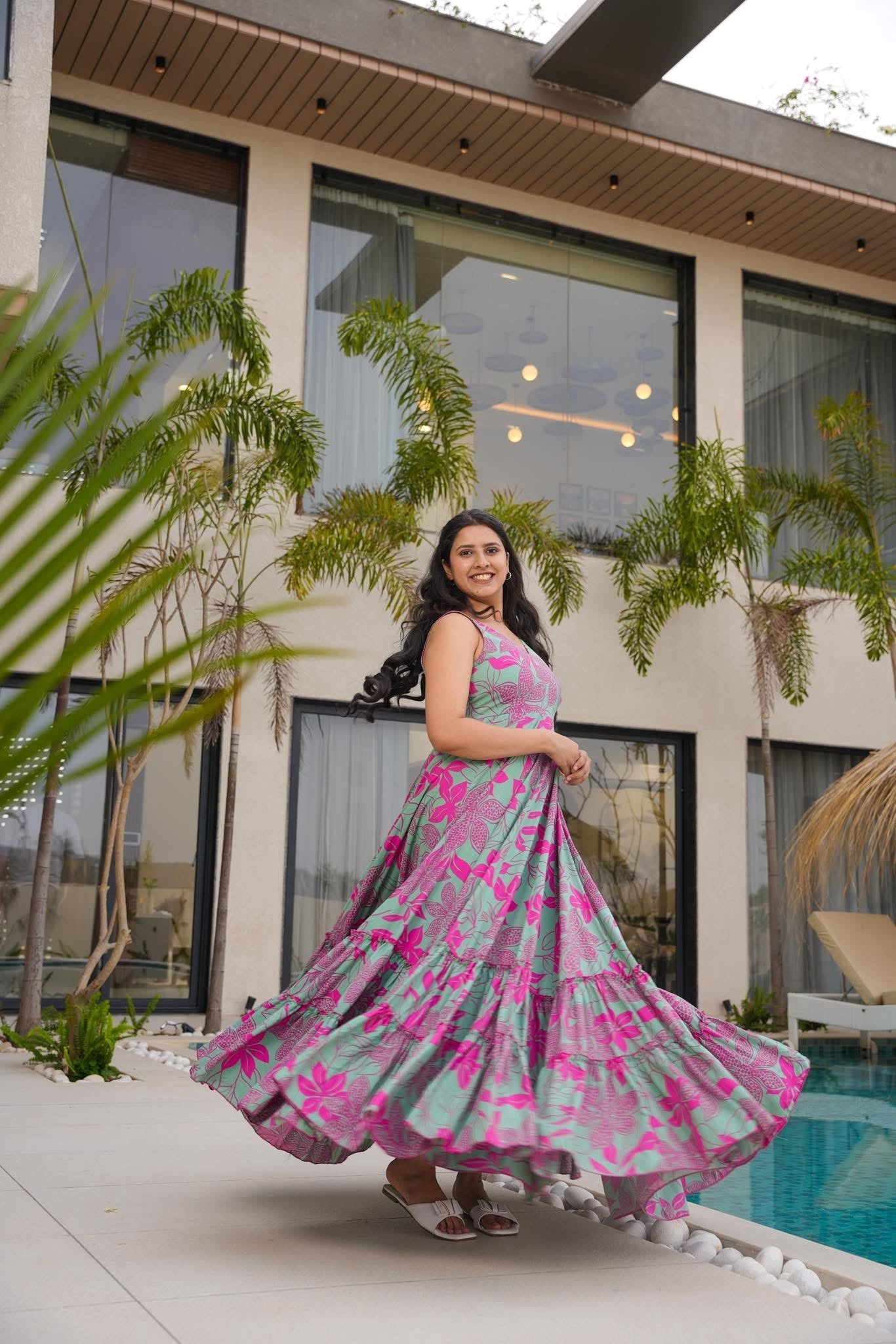 Mint Blossom Floral Maxi Dress
