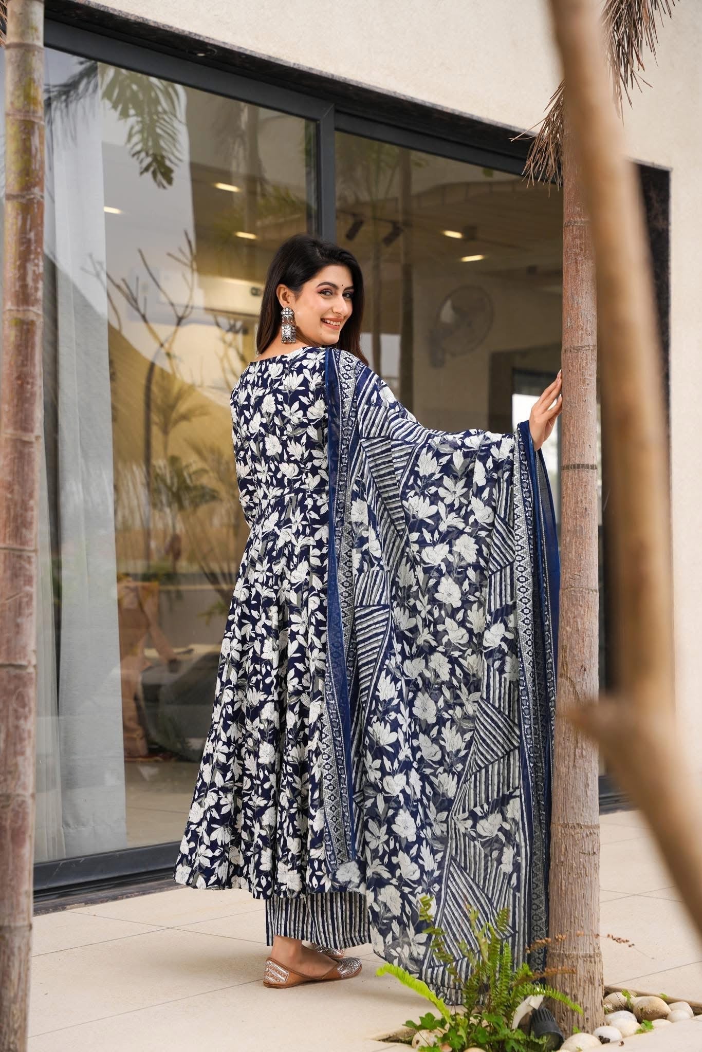 Utsav Indigo Cotton Suit Set