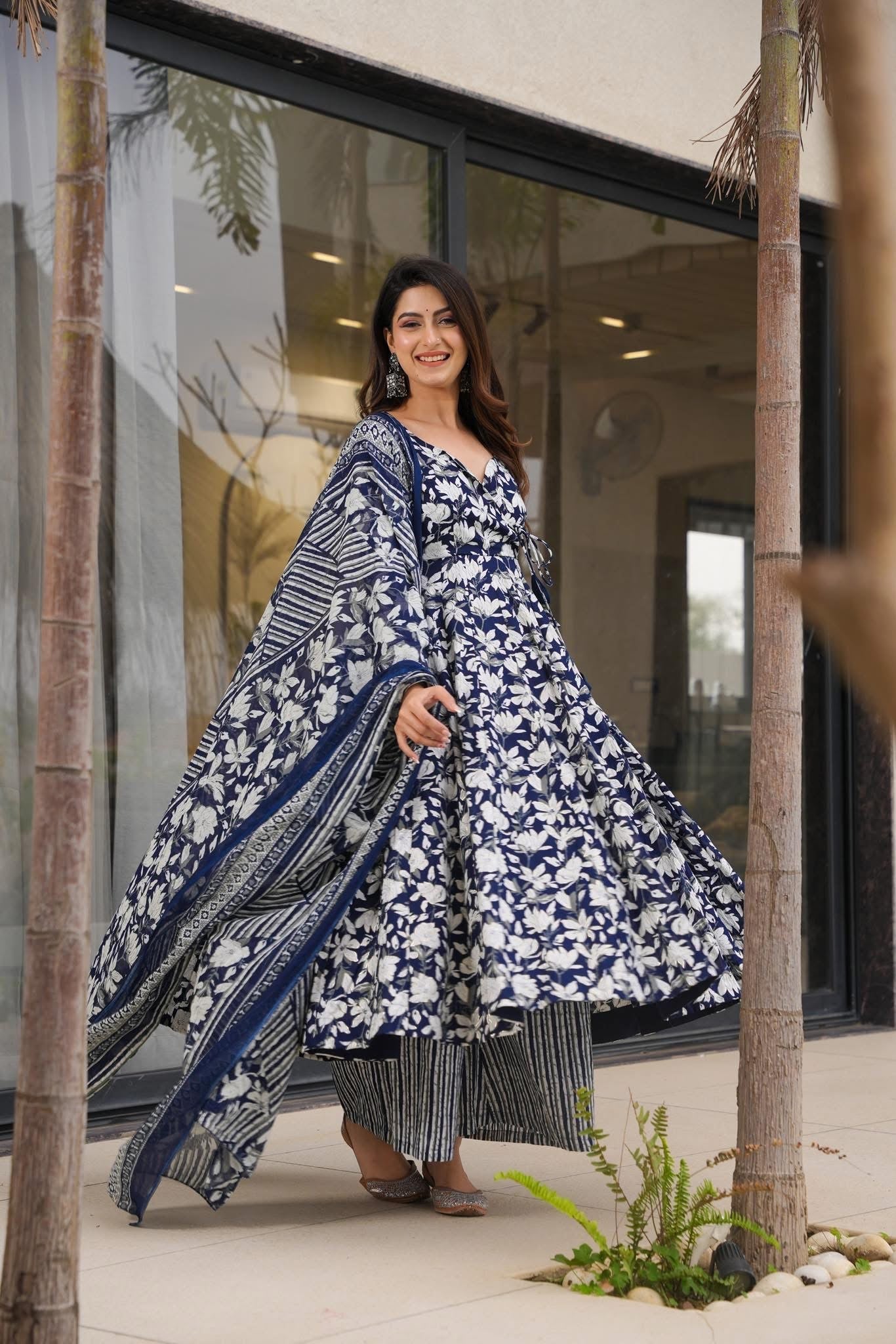Utsav Indigo Cotton Suit Set