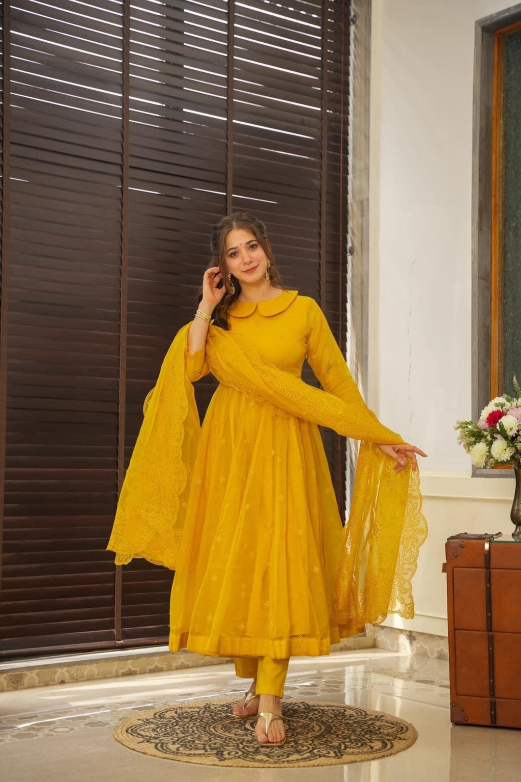 Lightning yellow organza suit set